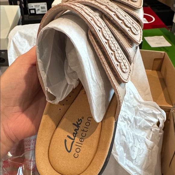 Clarks Sand Leather Strappy Sandals - Picture 5 of 7